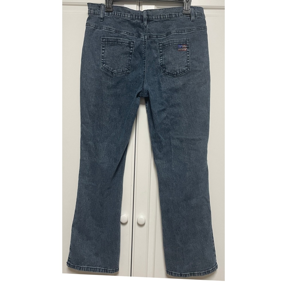 DG2 by Diane Gilman Womens Jeans 12P Bootcut Embellished American Flag - Picture 2 of 5